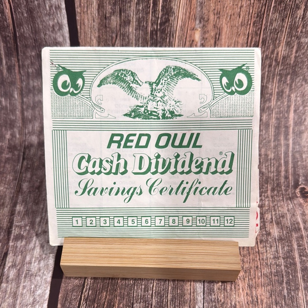 Vintage Red Owl Cash Dividend Savings Certificate Item #ME2816
